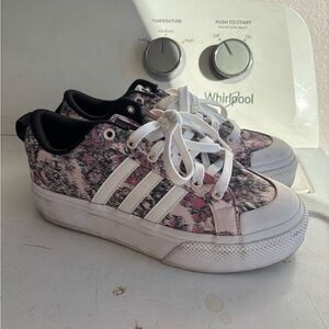 Adidas Women's Pink and Black Platform Shoes